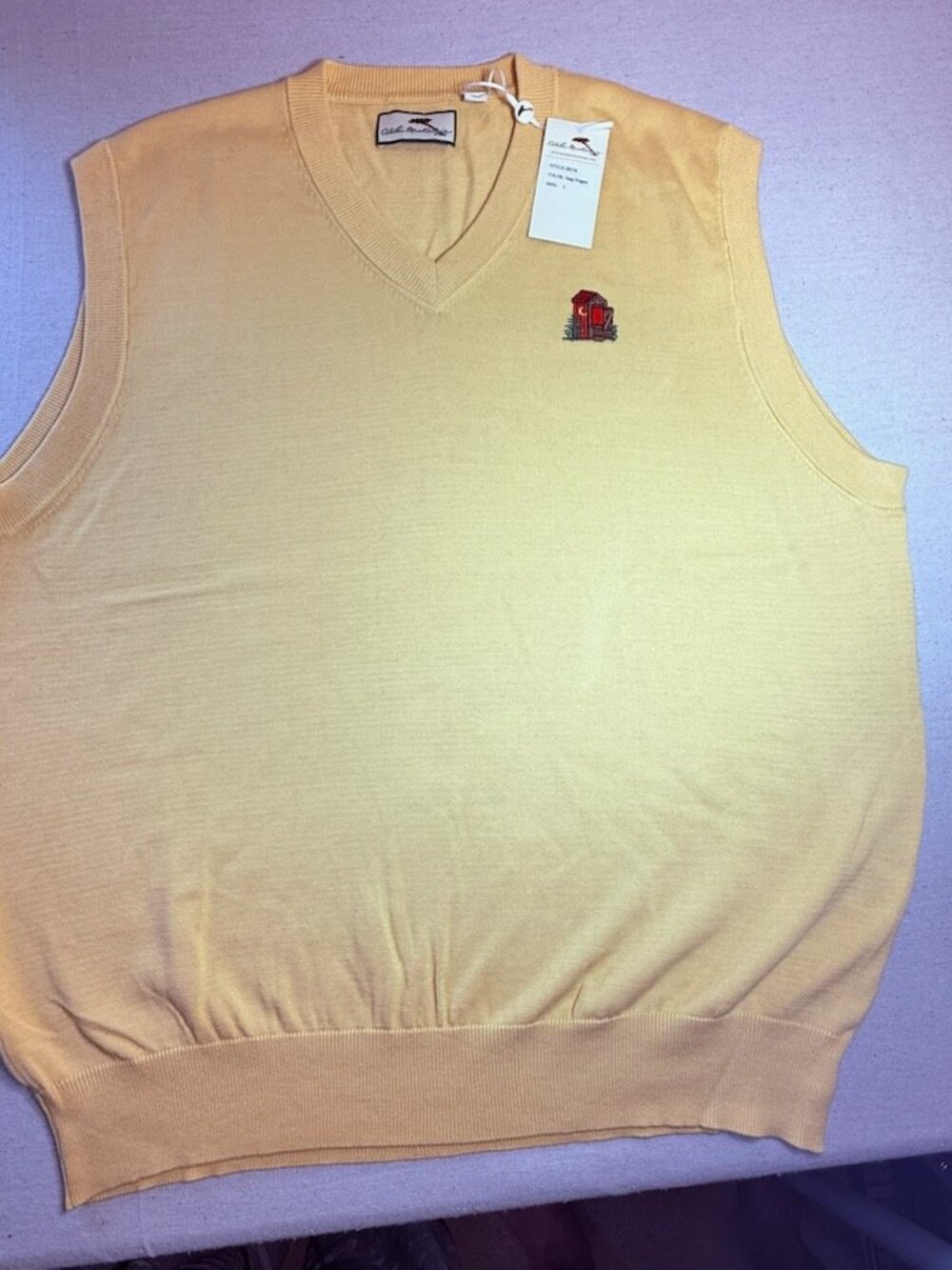 Alister MacKenzie Golf Vest Sweater Butter Yellow Soft Pima Cotton Outhouse Logo